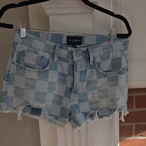 Lucky Brand Light Blue Checkered Jean Shorts